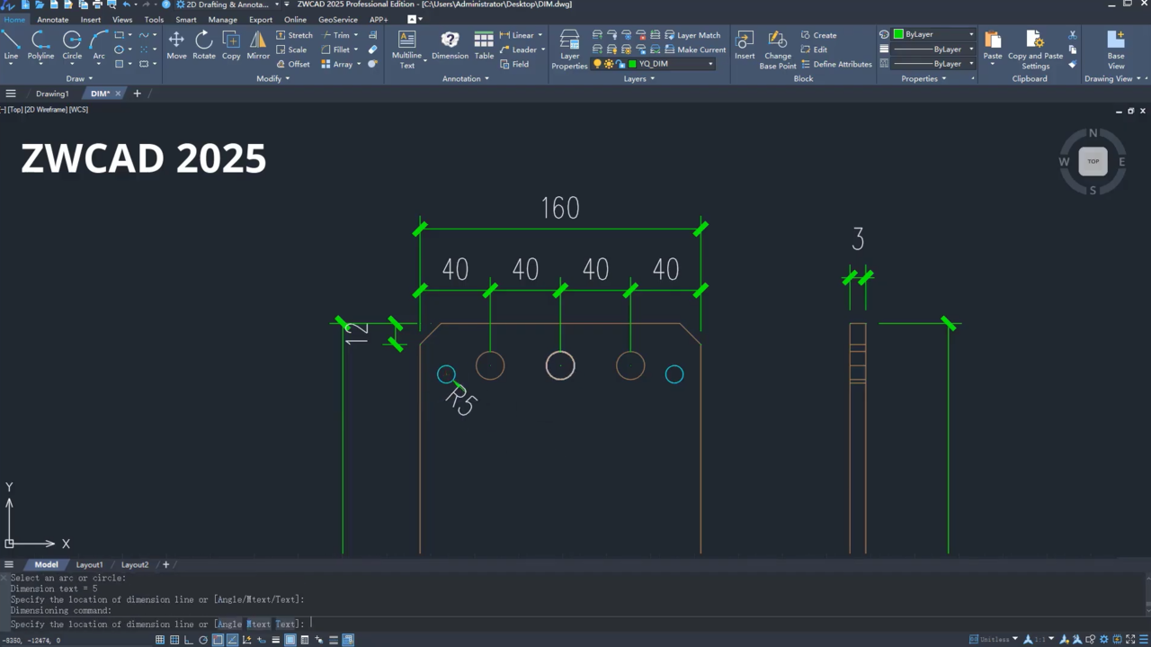 ZWCAD 2026 Enhanced Annotation Tools | Dimension Linear, Aligned, Angular Diameter