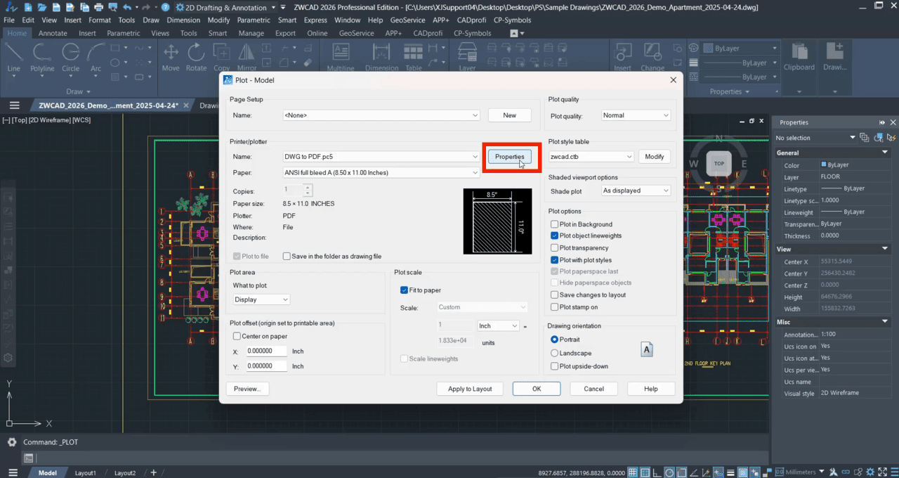 3. เข้าไปตั้งค่า Plotter Properties